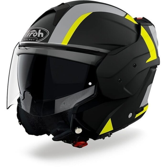 CASCO Moto MODULARE AIROH MATHISSE EXPLORE NERO GIALLO FLUO