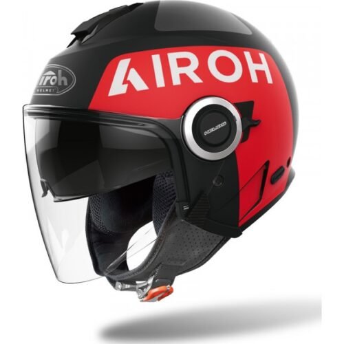 Casco Airoh HELIOS UP BLACK MATT nero e rosso opaco