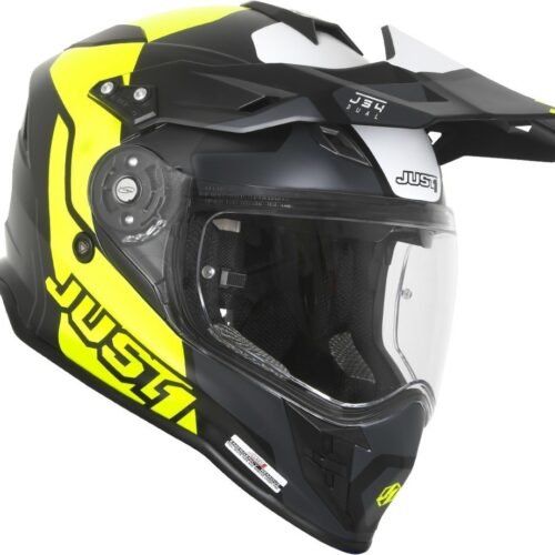 Casco Moto Cross Enduro Just1 J34 Pro TOUR Giallo Fluo Nero Opaco