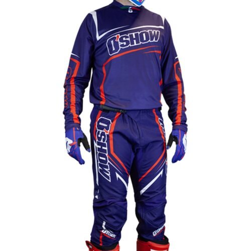 Completo Moto Cross Enduro O'Show Blu (Pantaloni + Maglia + Guanti + Maschera)