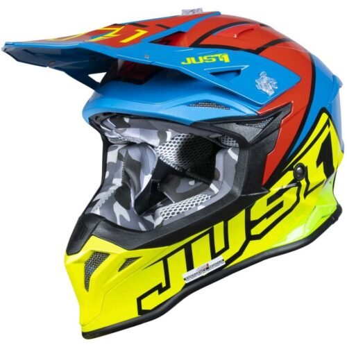 Casco Just1 J39 Thruster Fluo Giallo Rosso Blu