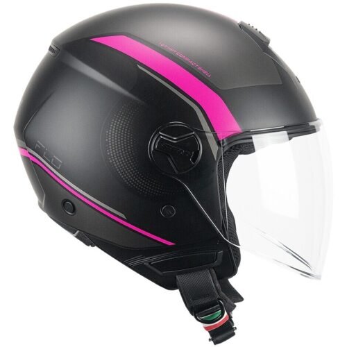 CASCO JET NERO FUCSIA CGM VISIERA LUNGA