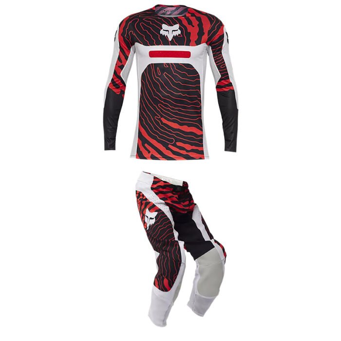 Completo Moto Cross Enduro Fox Flexair Impression Bianco/Nero/Rosso
