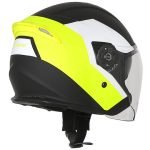 casco moto jet nero bianco e giallo fluo