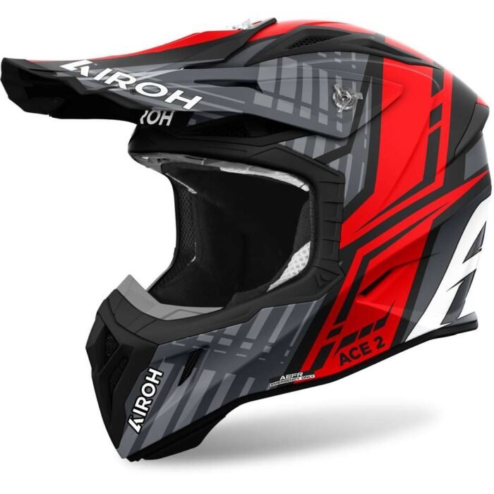 casco moto cross enduro airoh aviator ace 2 nero rosso