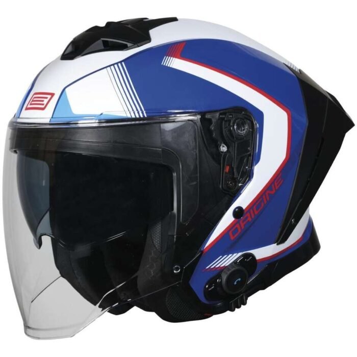Casco Moto + Bluetooth Origine demi-jet Aprica Red Blu Gloss