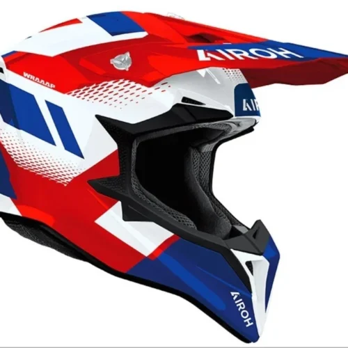 Casco Moto Off-Road Airoh Wraaap Vision Red/Blu Gloss