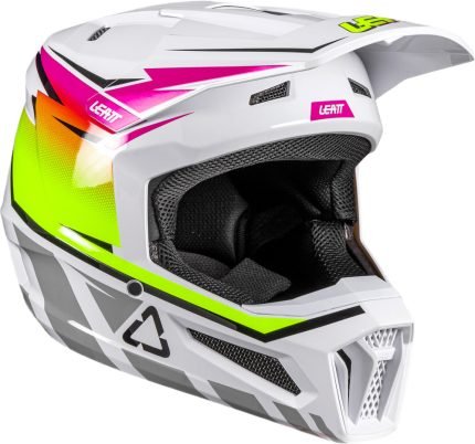 casco moto leatt bianco fucsia