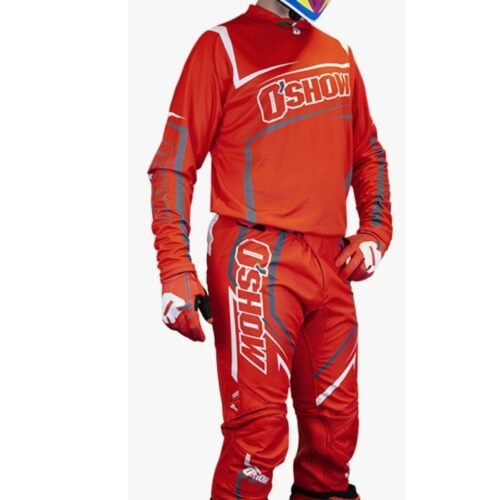 Completo Moto Cross Enduro O'Show Rosso (Pantaloni + Maglia + Guanti + Maschera)