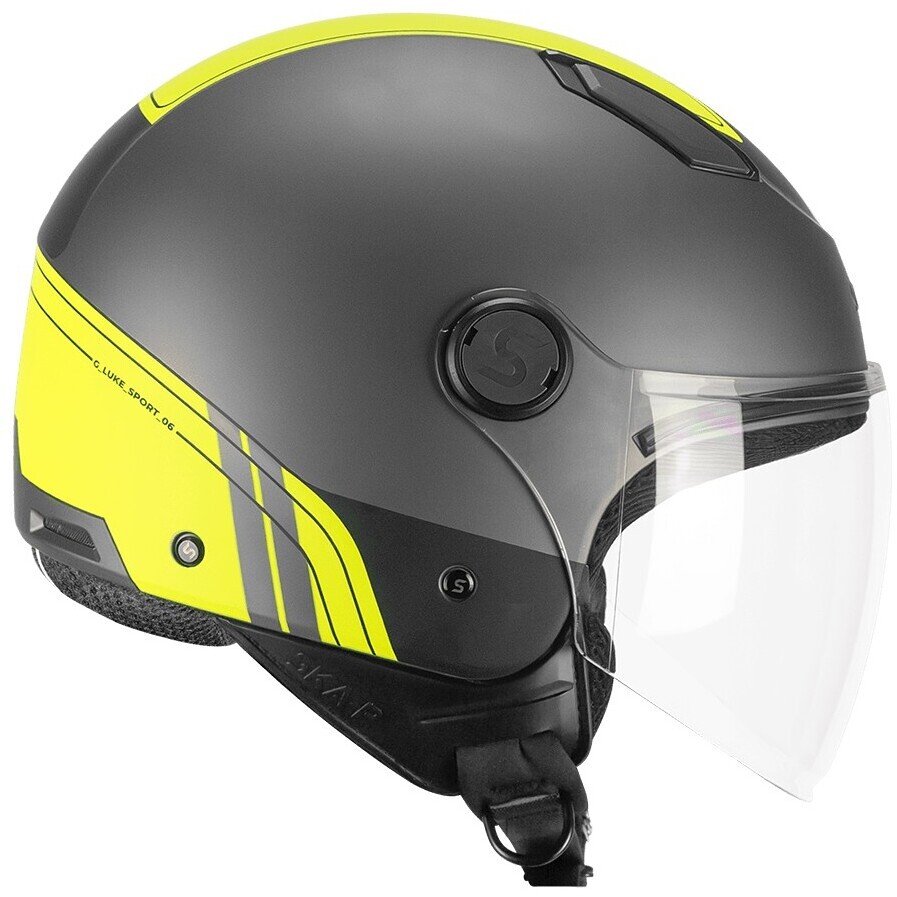 Casco Moto - Scooter Demi Jet SKA-P LUKE Sport Antracite Giallo Fluo Satinato Lucido - immagine 3