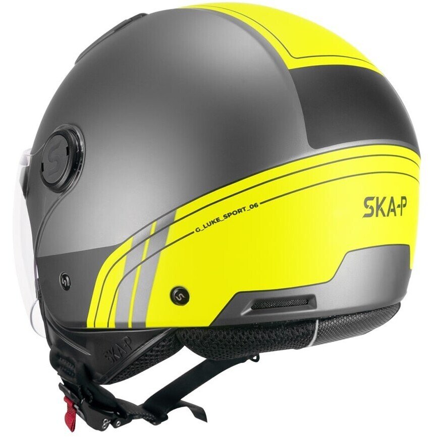 Casco Moto - Scooter Demi Jet SKA-P LUKE Sport Antracite Giallo Fluo Satinato Lucido - immagine 2