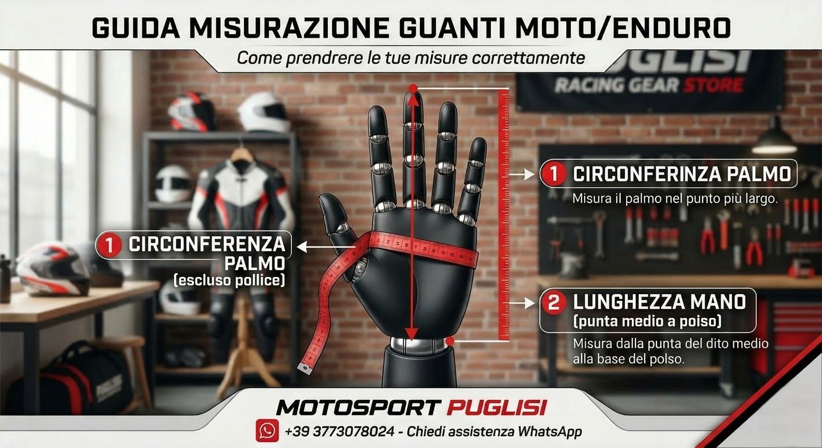 Come misurare la taglia dei guanti moto cross enduro