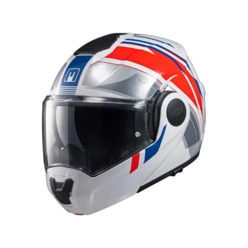 Casco Moto Modulare Reversibile MPH ARTRA Grafica Vision Bianca Rosso Blu