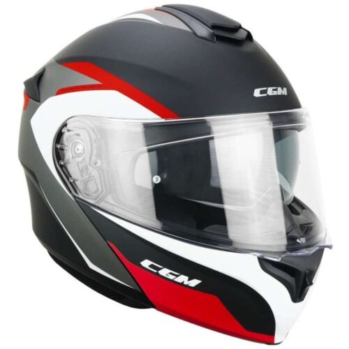 Casco Moto Modulare CGM 568G BER DRESDA Nero Rosso Grigio Opaco