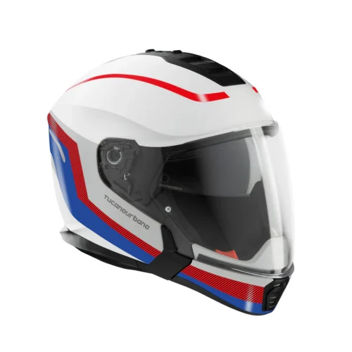 Casco Moto Integrale con Mentoniera Staccabile Tucano Urbano Hyperlink Speed Bianco Blu Red