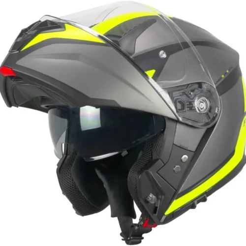 Casco Moto Scooter Modulare SKA-P 5THG Falcon Sport – Nero Opaco e Giallo Fluo