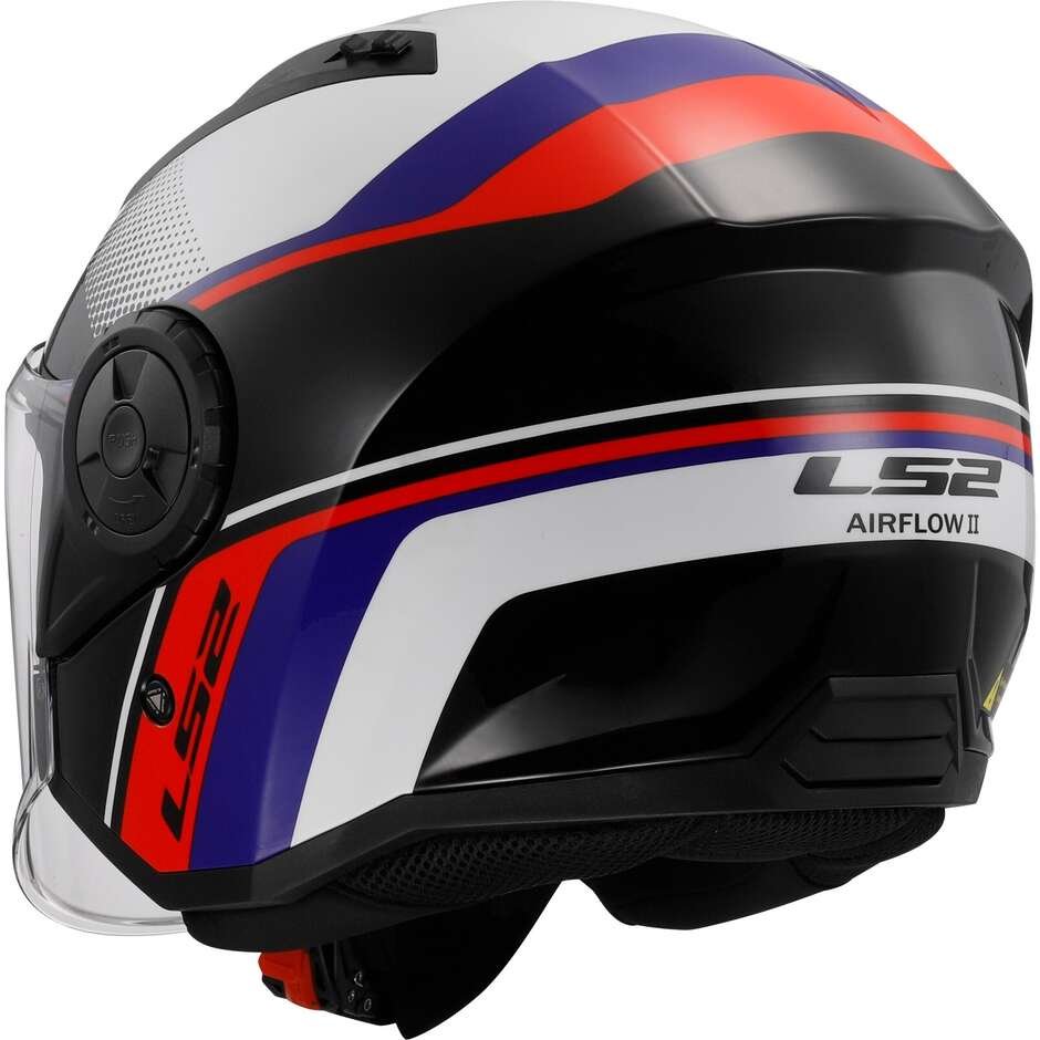 Casco Scooter Jet LS2 OF616 Airflow 2 RUSH Bianco Blu Rosso - immagine 3