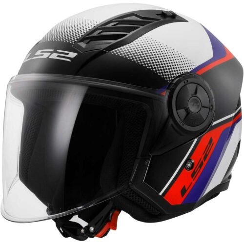 Casco Scooter Jet LS2 OF616 Airflow 2 RUSH Bianco Blu Rosso