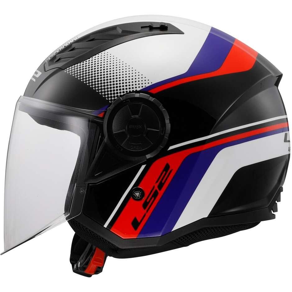 Casco Scooter Jet LS2 OF616 Airflow 2 RUSH Bianco Blu Rosso - immagine 4