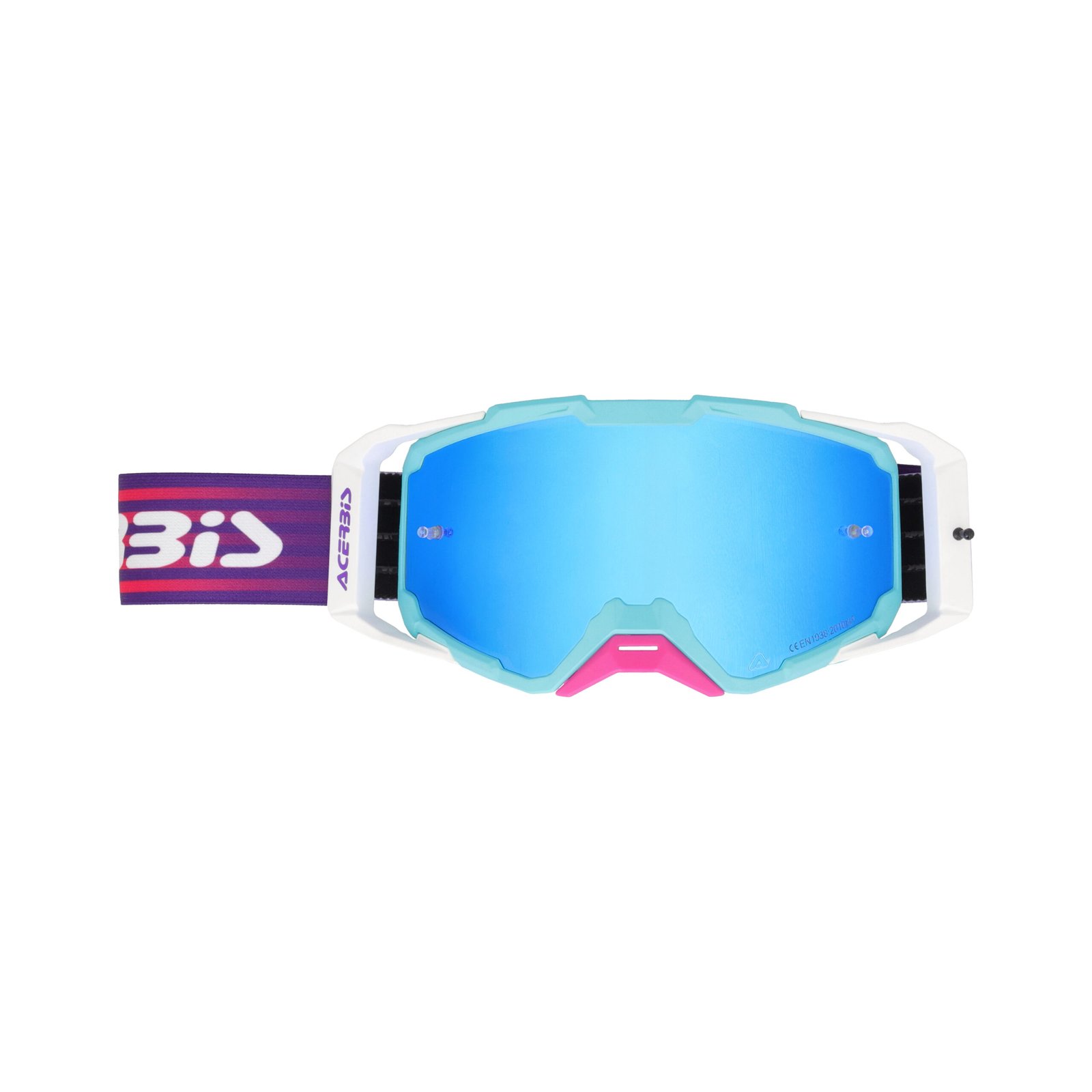 Maschera Motocross Acerbis Vitrion Mirror Lente Specchiata - Azzurro/Bianco ( 2027 ) - immagine 2