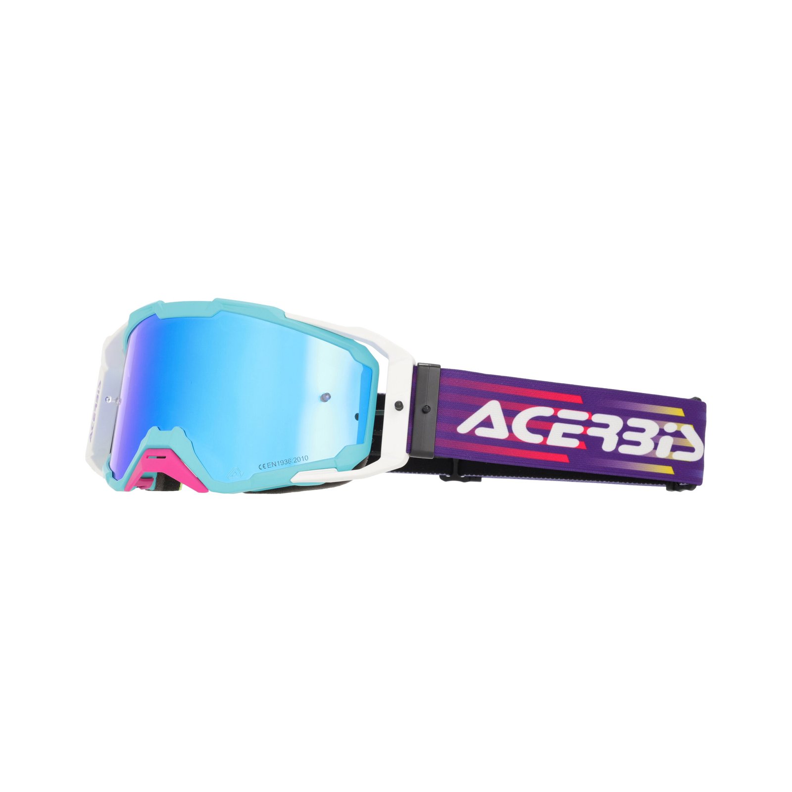 Maschera Motocross Acerbis Vitrion Mirror Lente Specchiata - Azzurro/Bianco ( 2027 )