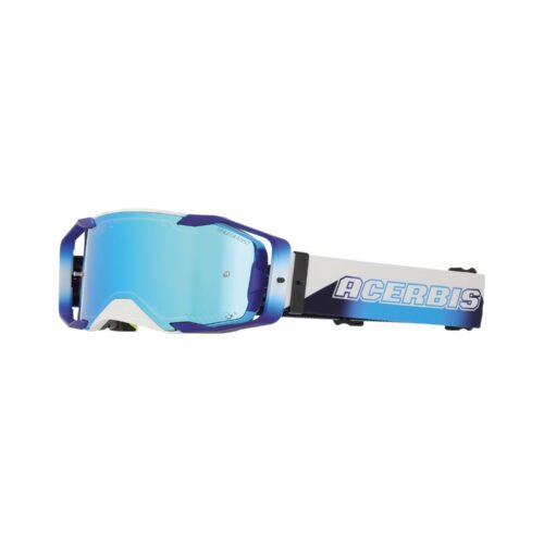 Maschera Motocross Enduro Acerbis Vortex Mirror Lente Specchiata - Bianco/Blu ( 2027 )