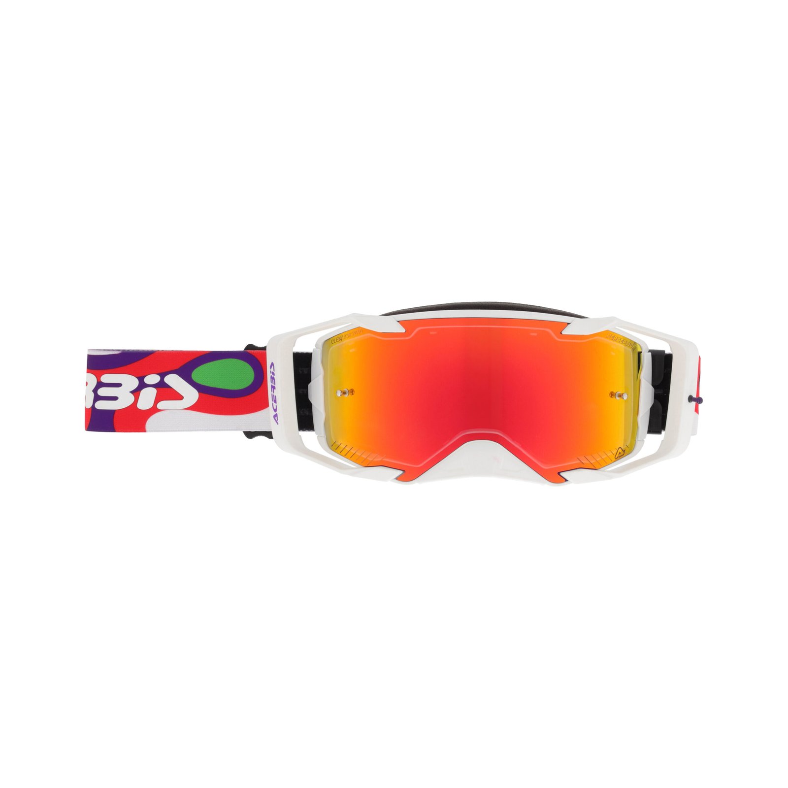 Maschera Motocross Enduro Acerbis Vortex Mirror Lente Specchiata - Bianco/Rosso ( 2027 ) - immagine 2