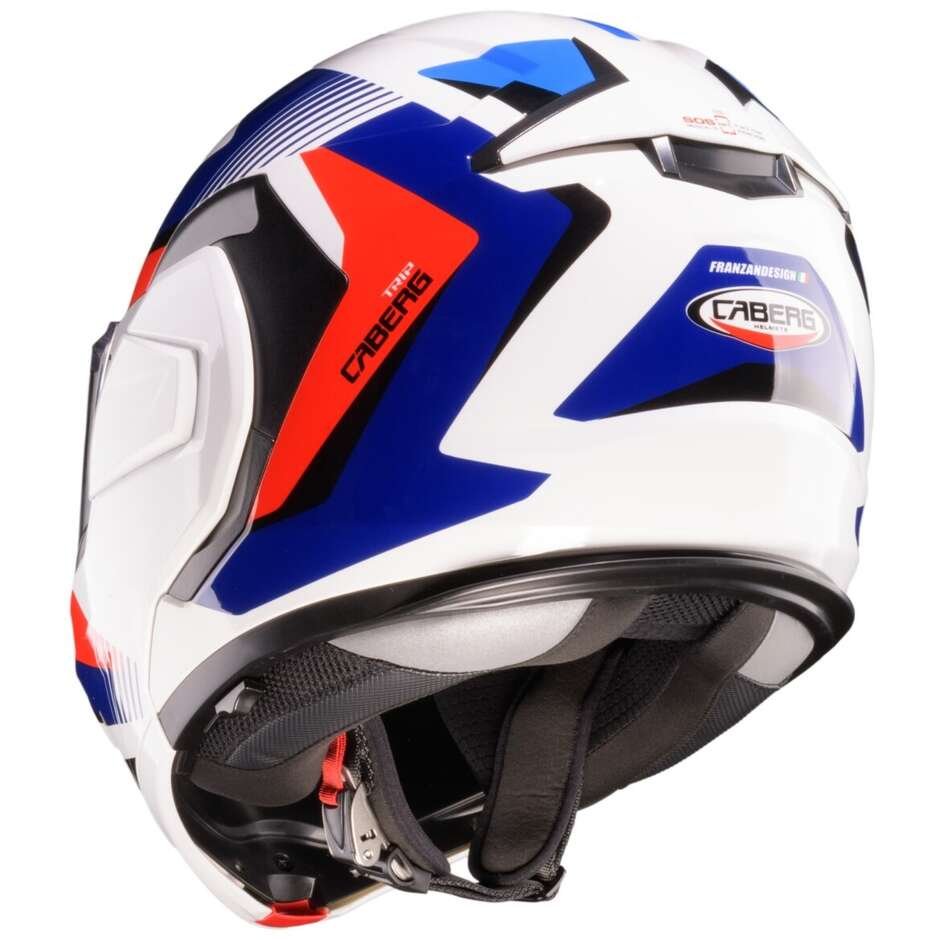 Casco Moto Modulare Caberg TRIP Lunar Con Dispostivo Sos Medical ID | Bianco Rosso Blu Azzurro Lucido - immagine 6
