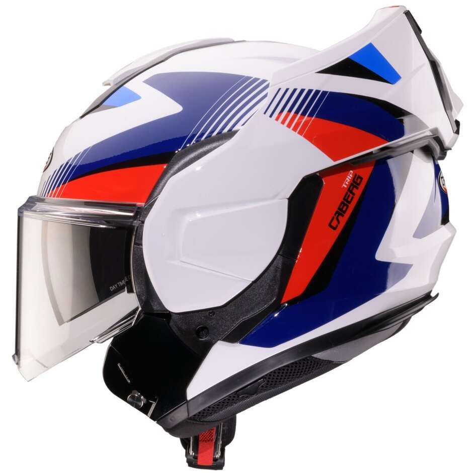 Casco Moto Modulare Caberg TRIP Lunar Con Dispostivo Sos Medical ID | Bianco Rosso Blu Azzurro Lucido - immagine 5