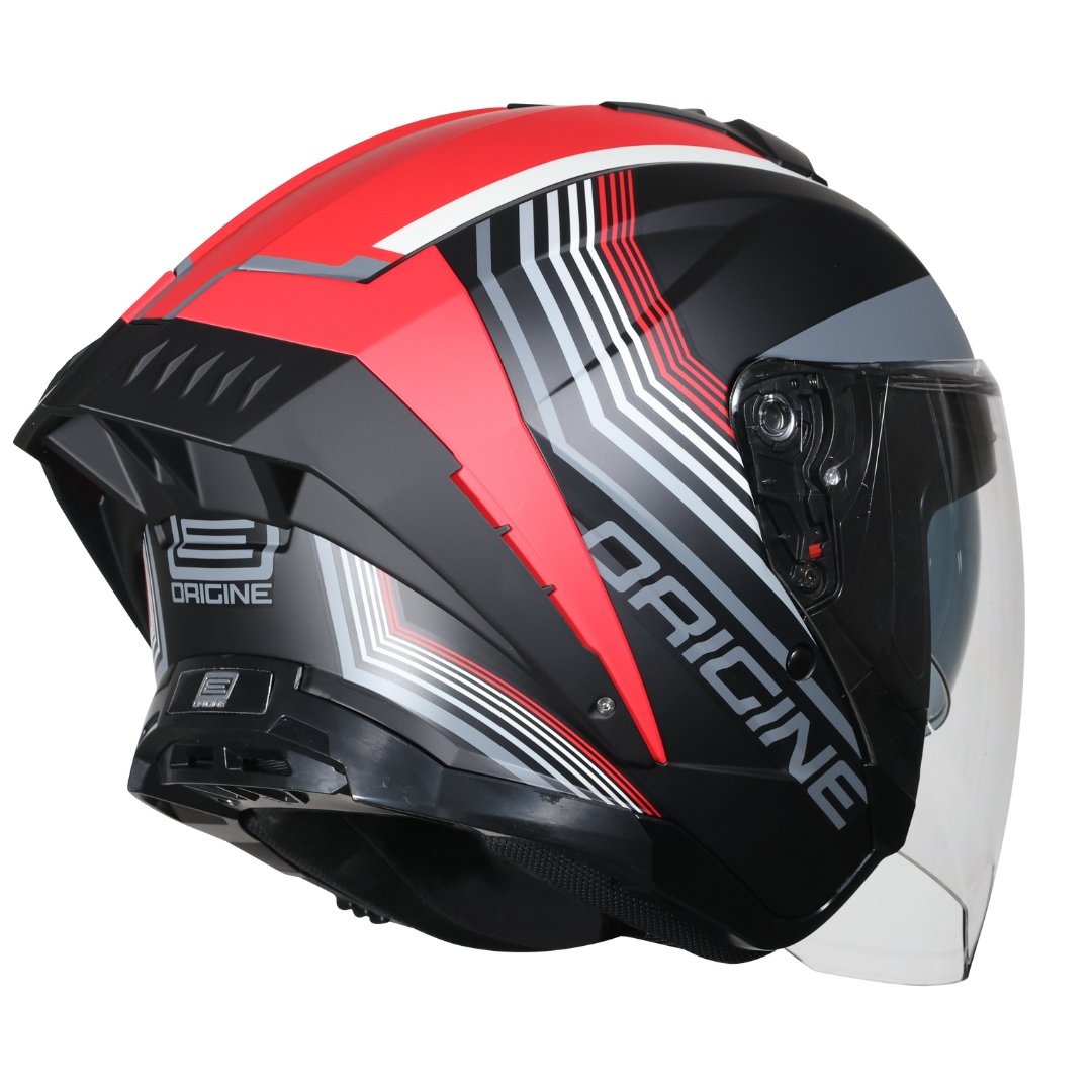 Casco Moto Scooter + Bluetooth Origine demi-jet Aprica Shade Red Black Matt | Nero Rosso Opaco - immagine 2