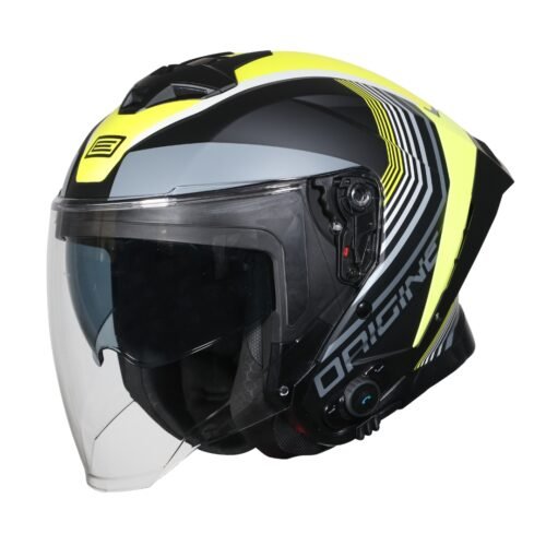 Casco Moto Scooter + Bluetooth Origine demi-jet Aprica Shade Yellow Black Matt | Nero Giallo Opaco