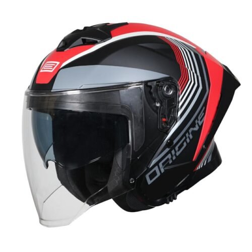 Casco Moto Scooter Origine demi-jet Aprica Shade Red Black Matt | Nero Rosso Opaco