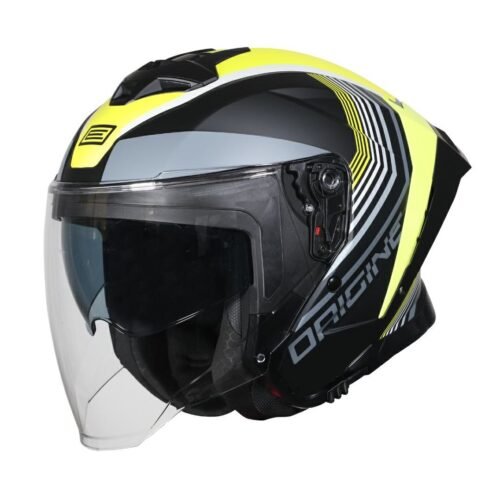 Casco Moto Scooter Origine demi-jet Aprica Shade Yellow Black Matt | Nero Giallo Opaco