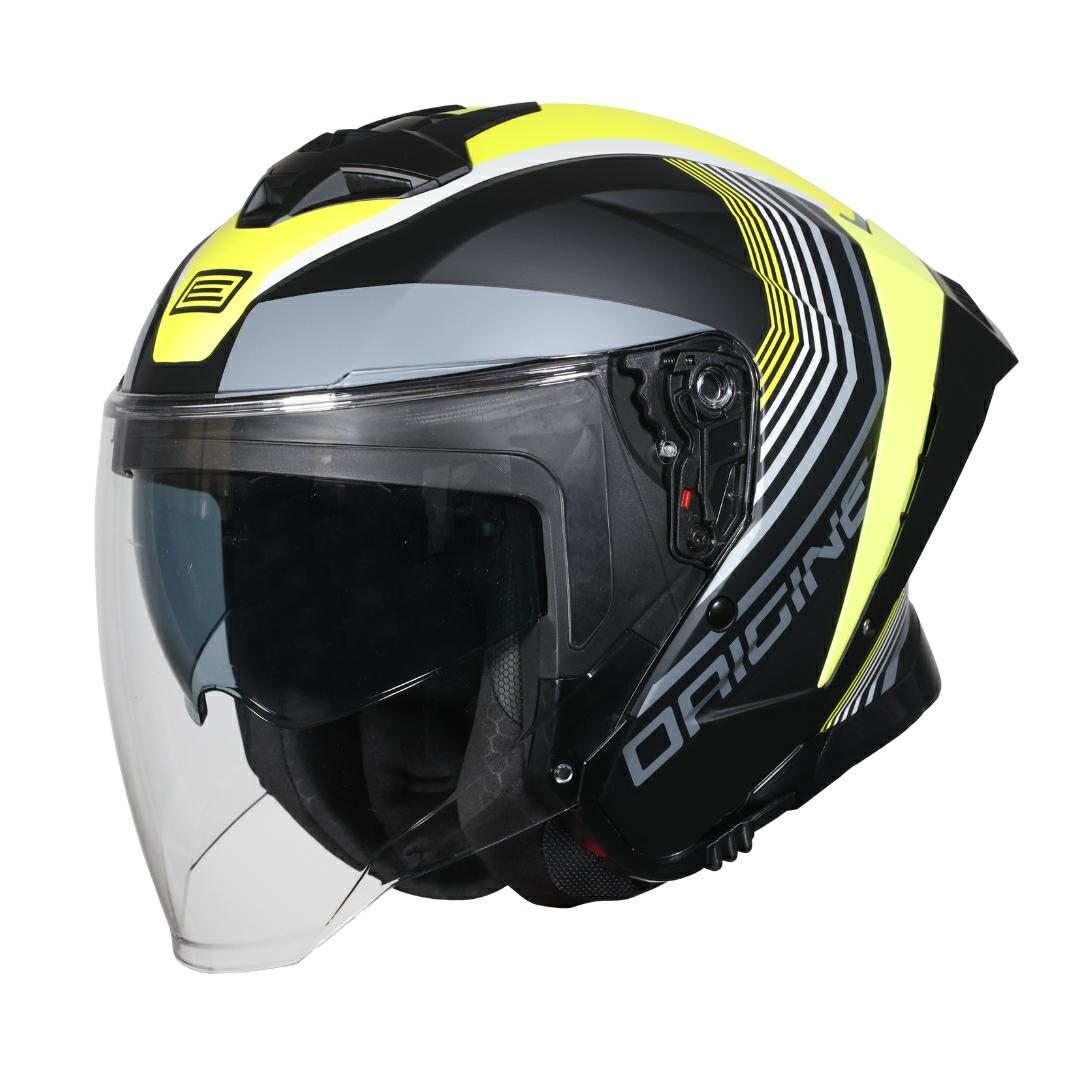 Casco Moto Scooter Origine demi-jet Aprica Shade Yellow Black Matt | Nero Giallo Opaco