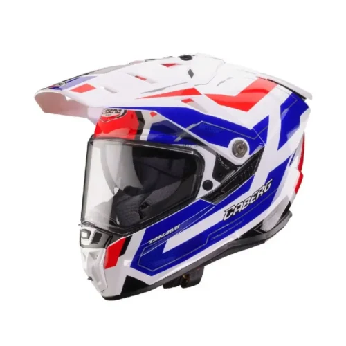 Casco Moto Touring Caberg Tanami Ranger con Dispostivo Sos Medical ID | Bianco Rosso Blu