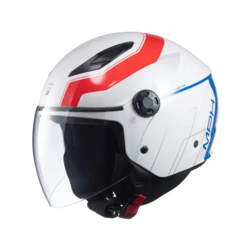Casco Moto Scooter Jet MPH STAR Blu Rosso Bianco