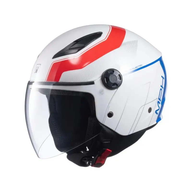 Casco Moto Scooter Jet MPH STAR Blu Rosso Bianco