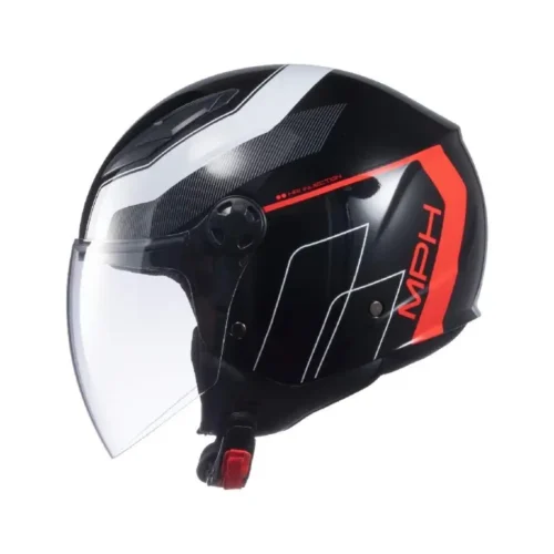 Casco Moto Scooter Jet MPH STAR Nero Rosso Bianco