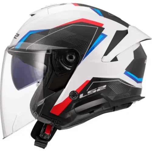 Casco Moto Scooter Jet LS2 OF618 Verso 2 Air Bianco Blu Rosso