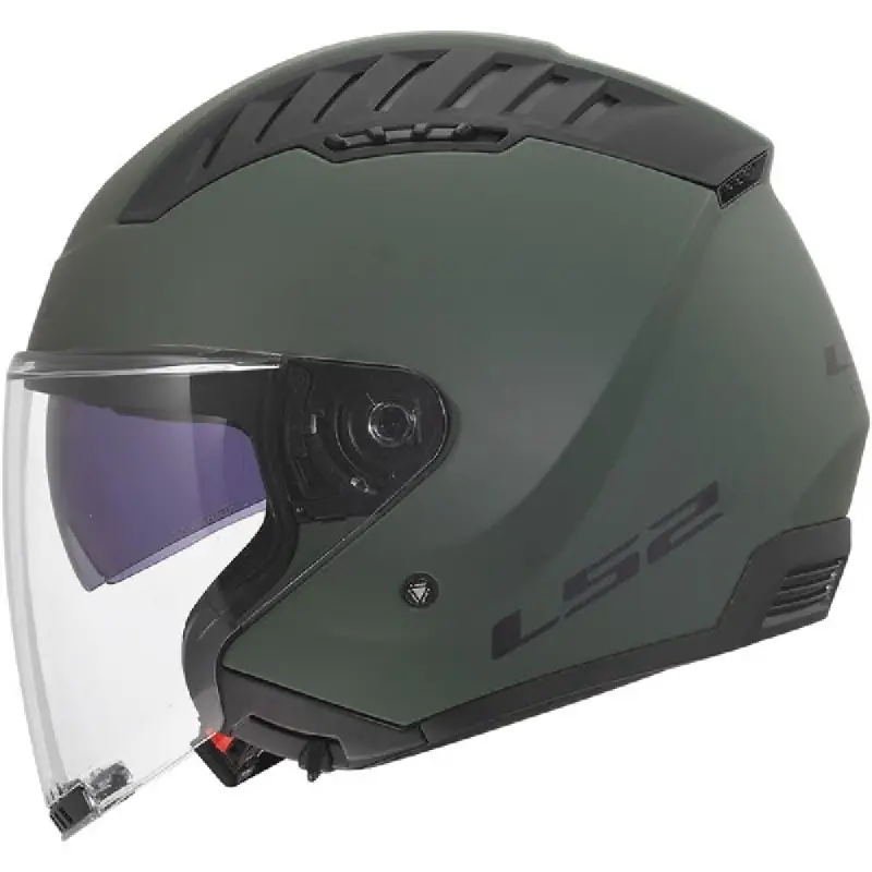 Casco Moto Scooter Jet LS2 OF600 Copter 2 Verde Militare Opaco