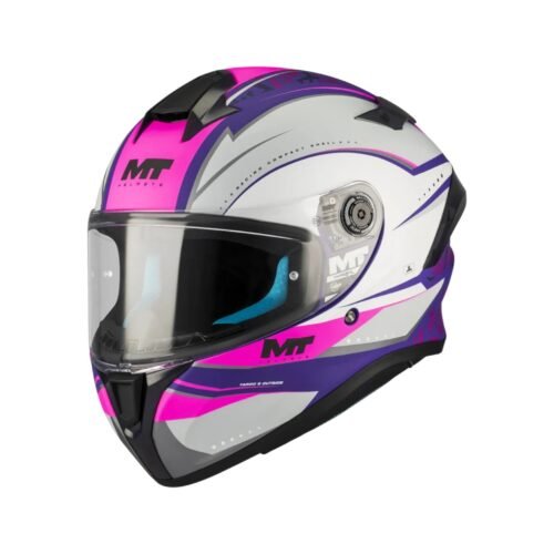 Casco Moto Integrale Mt Helmets TARGO S OUTSIDE C8 Viola Bianco Opaco