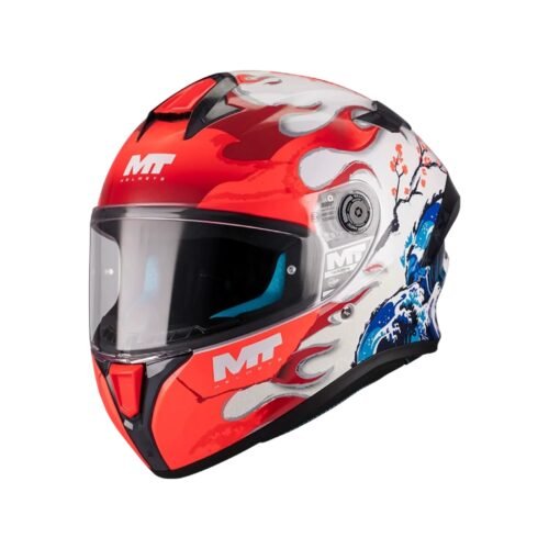 Casco Moto Integrale Mt Helmets TARGO S YAMANAKA 2025 A5 Rosso Bianco Blu Lucido