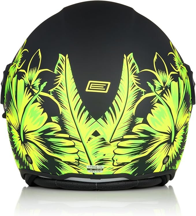 Casco Moto Scooter Demi-Jet Doppia Visiera Origine ALPHA SUMMERTIME FLUO YELLOW BLACK MATT - immagine 6