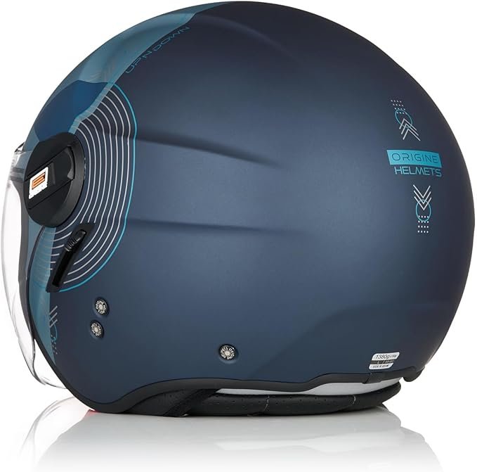 Casco Moto Scooter Demi-Jet Doppia Visiera Origine ALPHA UPNDOWN BLUE MATT - immagine 5