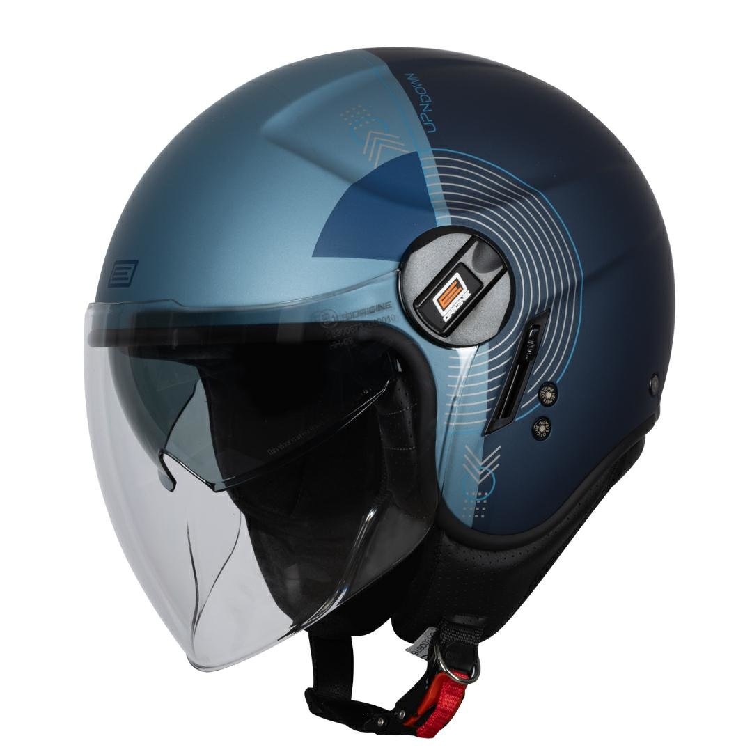 Casco Moto Scooter Demi-Jet Doppia Visiera Origine ALPHA UPNDOWN BLUE MATT