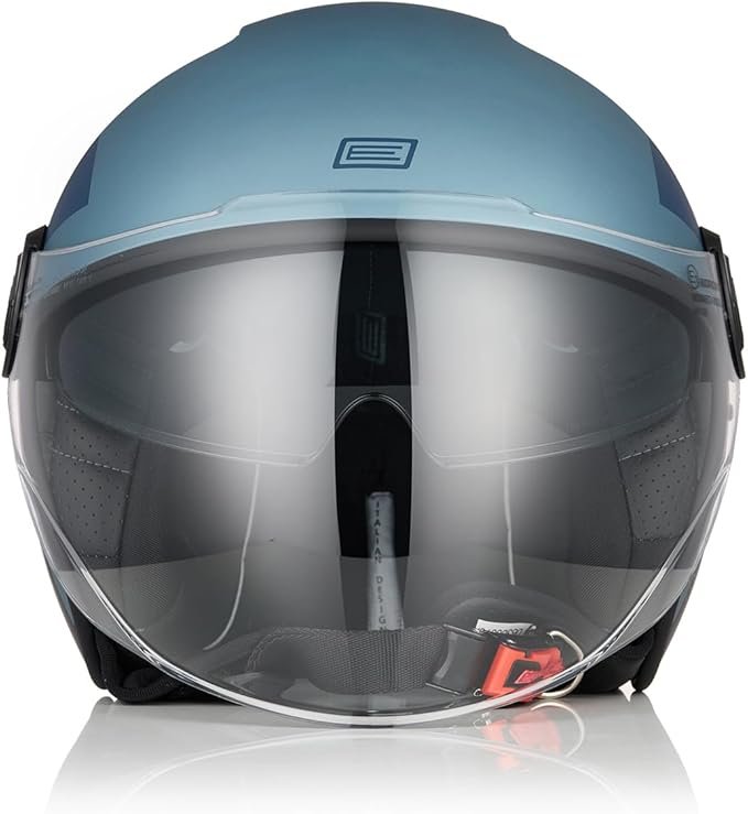 Casco Moto Scooter Demi-Jet Doppia Visiera Origine ALPHA UPNDOWN BLUE MATT - immagine 4