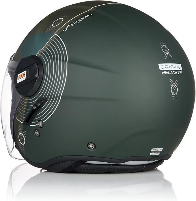 Casco Moto Scooter Demi-Jet Doppia Visiera Origine ALPHA UPNDOWN GREEN MATT - immagine 4
