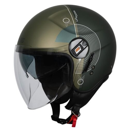 Casco Moto Scooter Demi-Jet Doppia Visiera Origine ALPHA UPNDOWN GREEN MATT