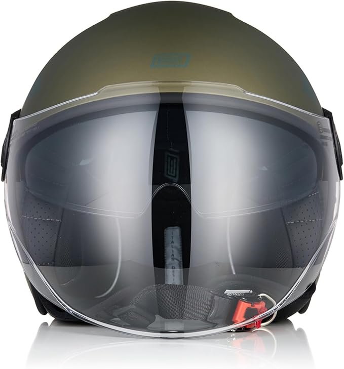 Casco Moto Scooter Demi-Jet Doppia Visiera Origine ALPHA UPNDOWN GREEN MATT - immagine 5