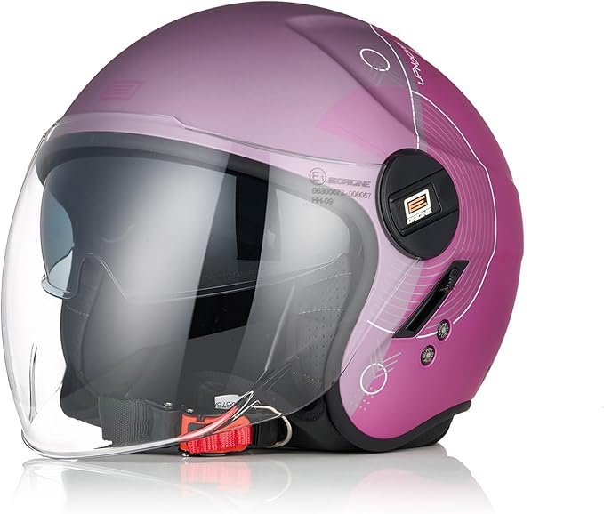 Casco Moto Scooter Demi-Jet Doppia Visiera Origine ALPHA UPNDOWN PURPLE MATT - immagine 2